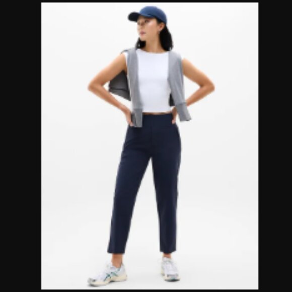 Navy Blue ATHLETA Endless High Rise tapered fit Pant Textured stretch fabric 12p - Picture 2 of 4